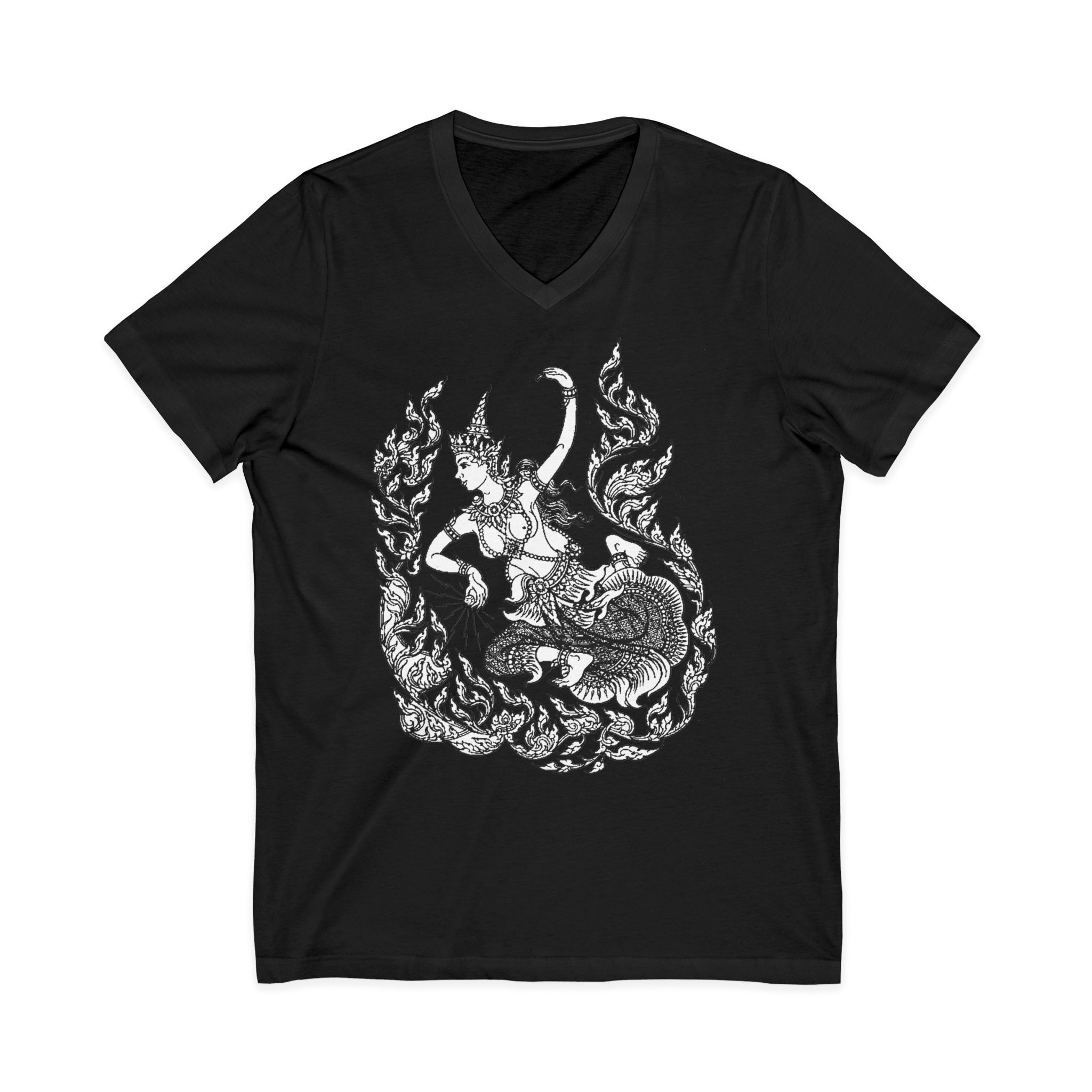 Thai Yoga Center Womens "Diamond Lady1" Unisex Jersey Short Sleeve V-Neck Tee - Image 5